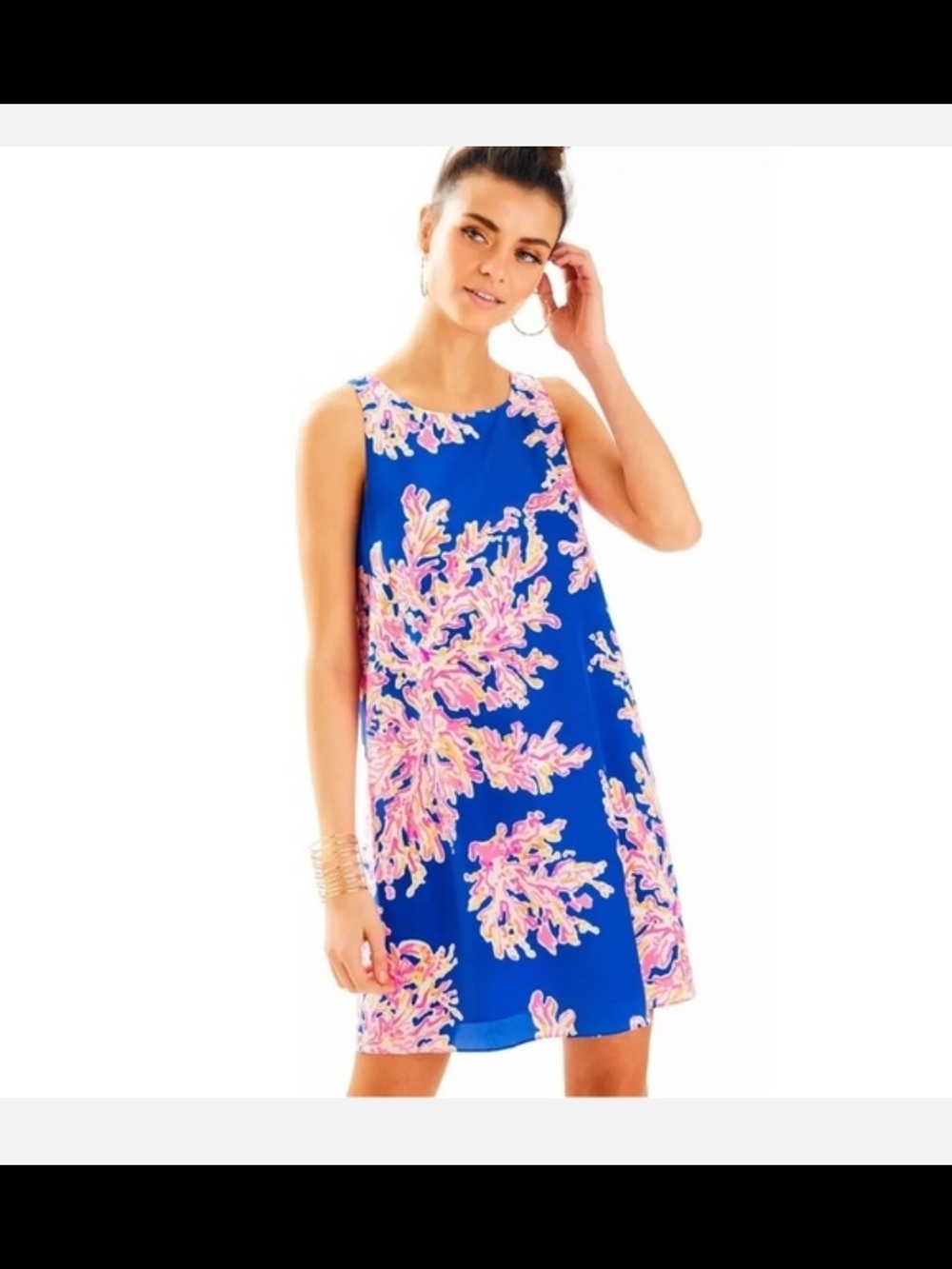 Lilly Pulitzer Royal Blue Dress with Pink Coral Print
